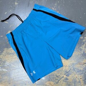 Under Armor Running Training Fitness Shorts XL Blue Black 1326574 Brief Lining